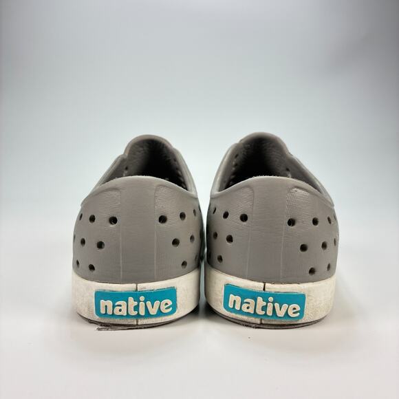 Native Jefferson Gray White Lightweight Slip On Water Shoe Comfort Youth Size 12 - Picture 5 of 9
